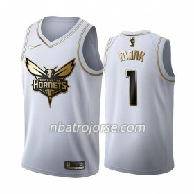 Män Charlotte Hornets Tröja Malik Monk 1 2019-20 Nike Vit Golden Edition Swingman